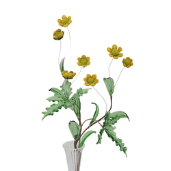 Czech lampwork glass bead 14" yellow meadow flowers stem ornament