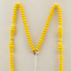 Vintage Czech necklace yellow rondelle flower cone glass beads 