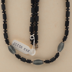 Vintage Czech necklace matte black aqua glass beads