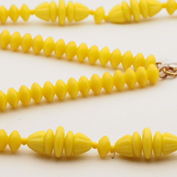 Vintage Czech necklace yellow rondelle flower cone glass beads 