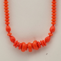 Vintage Czech necklace orange rondelle teardrop melon glass beads 