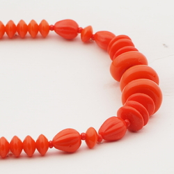 Vintage Czech necklace orange rondelle teardrop melon glass beads 