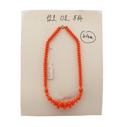 Vintage Czech necklace orange rondelle teardrop melon glass beads 16"