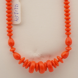 Vintage Czech necklace orange rondelle teardrop melon glass beads 16"