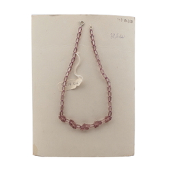 Vintage Czech necklace pink pentagon bugle flower glass beads