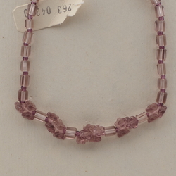 Vintage Czech necklace pink pentagon bugle flower glass beads