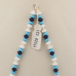 Vintage Czech necklace white blue rondelle glass beads