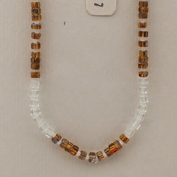 Vintage Czech necklace clear topaz vitrail pentagon rondelle glass beads