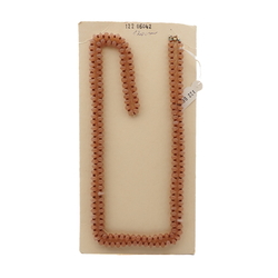 Long vintage Czech necklace beige opaline nugget glass beads