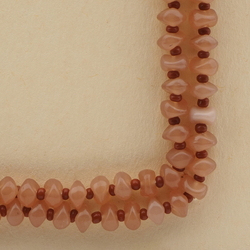 Long vintage Czech necklace beige opaline nugget glass beads