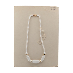 Vintage Czech necklace white round rectange twist glass beads