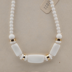 Vintage Czech necklace white round rectange twist glass beads