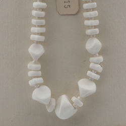 Vintage Czech necklace white pentagon rondelle nugget glass beads