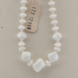 Vintage Czech necklace white rondelle nugget glass beads