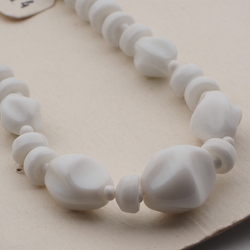 Vintage Czech necklace white rondelle cup nugget glass beads