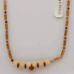 Vintage Czech necklace topaz satin atlas bugle pendant glass beads