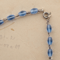 Czech vintage necklace sapphire blue bicone glass beads 