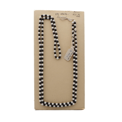 Long vintage Czech necklace element black white glass beads