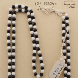 Long vintage Czech necklace element black white glass beads