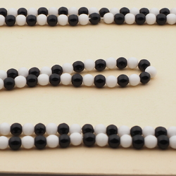 Long vintage Czech necklace element black white glass beads