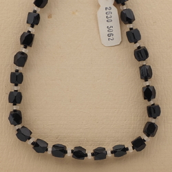 Vintage Czech necklace black pentagon frost rondelle glass beads