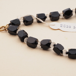 Vintage Czech necklace black pentagon frost rondelle glass beads