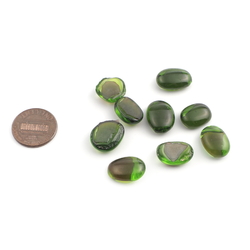 Lot (9) Czech antique Emerald green glass cabochon drops