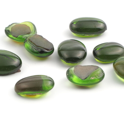 Lot (9) Czech antique Emerald green glass cabochon drops