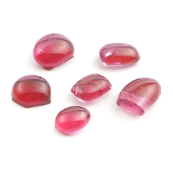 Lot (6) Czech antique cranberry pink glass cabochon drops