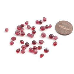 Lot (37) 19th century Czech antique cranberry pink glass cabochon drops 3-5mm