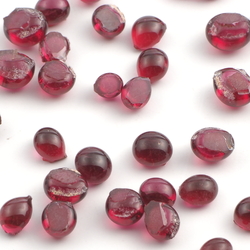 Lot (37) 19th century Czech antique cranberry pink glass cabochon drops 3-5mm