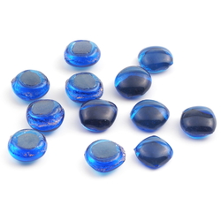 Lot (12) Czech antique Sapphire blue glass cabochon drops 10/11mm
