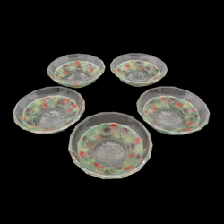 Rare intaglio rose floral cherub glass bowl set designed by Adolf Beckert for Heinrich Hoffmann 19