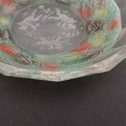 Rare intaglio rose floral cherub glass bowl set designed by Adolf Beckert for Heinrich Hoffmann 19