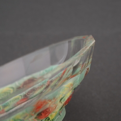 Rare intaglio rose floral cherub glass bowl set designed by Adolf Beckert for Heinrich Hoffmann 19