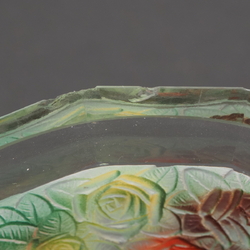 Rare intaglio rose floral cherub glass bowl set designed by Adolf Beckert for Heinrich Hoffmann 19