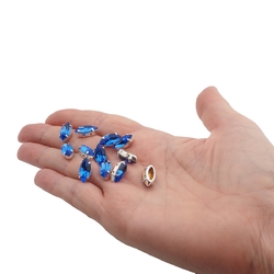 Sapphire Blue sew on silver plate Navettes 15 x 7 mm wholesale lot 144 pcs marquise faceted rhinestones Preciosa fancy stones