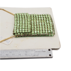 Clutch Purse Pendant Necklace Sample card Deco Geometric Czech vintage Green rhinestone jewelry