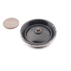 Extra large Czech vintage silver lustre rimmed black glass button 40mm