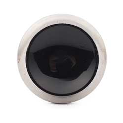 Extra large Czech vintage silver lustre rimmed black glass button 40mm