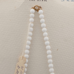 Vintage Czech necklace white round bicone rondelle nugget glass beads 