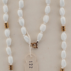 Vintage Czech necklace white oval twist glass beads 27" 
