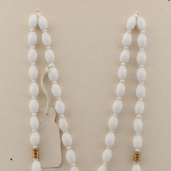 Vintage Czech necklace white oval twist glass beads 27"