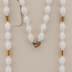 Vintage Czech necklace white oval twist glass beads 27"