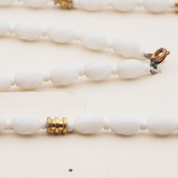 Vintage Czech necklace white oval twist glass beads 27"