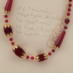 Czech vintage necklace red round oval square teardrop glass beads 
