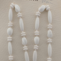 Vintage Czech necklace white oval rondelle glass beads 27"