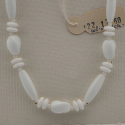 Vintage Czech necklace white oval rondelle glass beads 27"