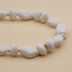 Vintage Czech necklace white rondelle nugget seed glass beads
