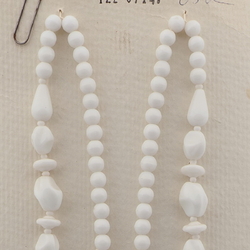 Vintage Czech necklace white oval rondelle teardrop glass beads 25"